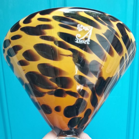 Hand Blown Glass Martini Cocktail Barware Animal Print Oversized Party Drinking - Picture 3 of 16